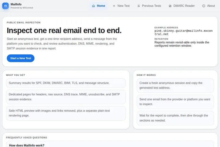 Screenshot of MailInfo